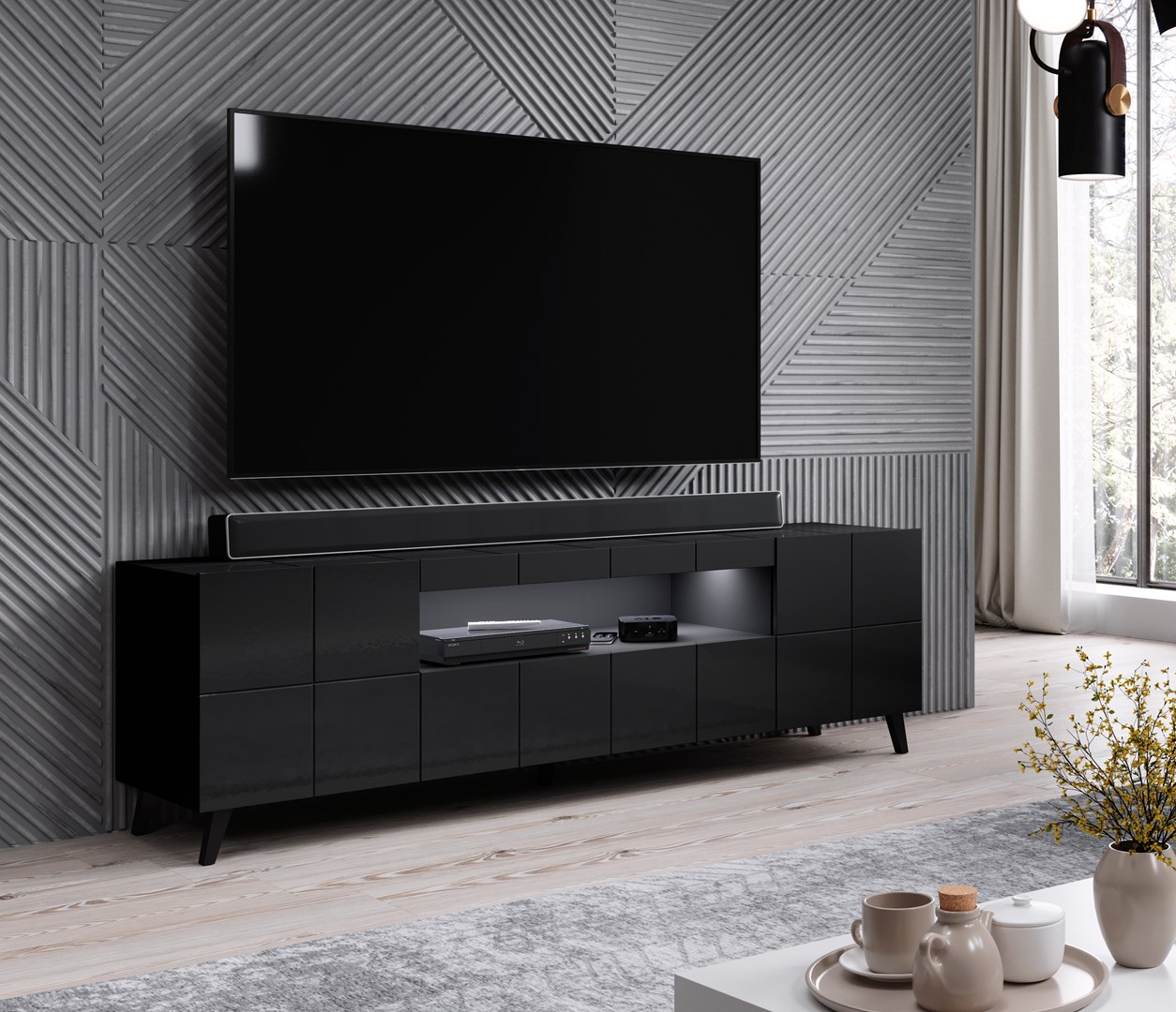 Cama TV stand REJA black gloss/black gloss Cama TV stand REJA black gloss/black gloss