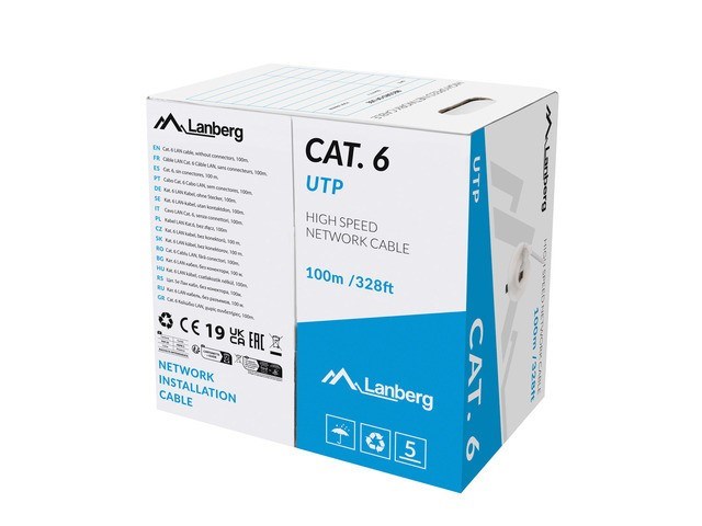 Lanberg LCU6-11CU-0100-S networking cable Grey 100 m Cat6 U/UTP (UTP) Lanberg LCU6-11CU-0100-S networking cable Grey 100 m Cat6 U/UTP (UTP)