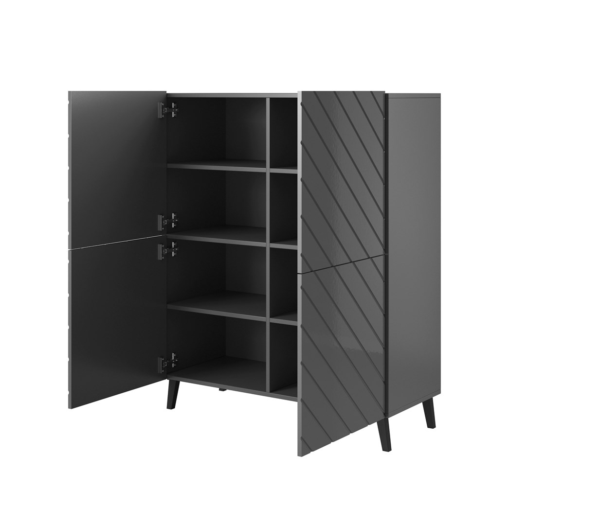 Shelving unit ABETO 100.5 x 40 x 121.5 cm graphite/glossy graphite Shelving unit ABETO 100.5 x 40 x 121.5 cm graphite/glossy graphite