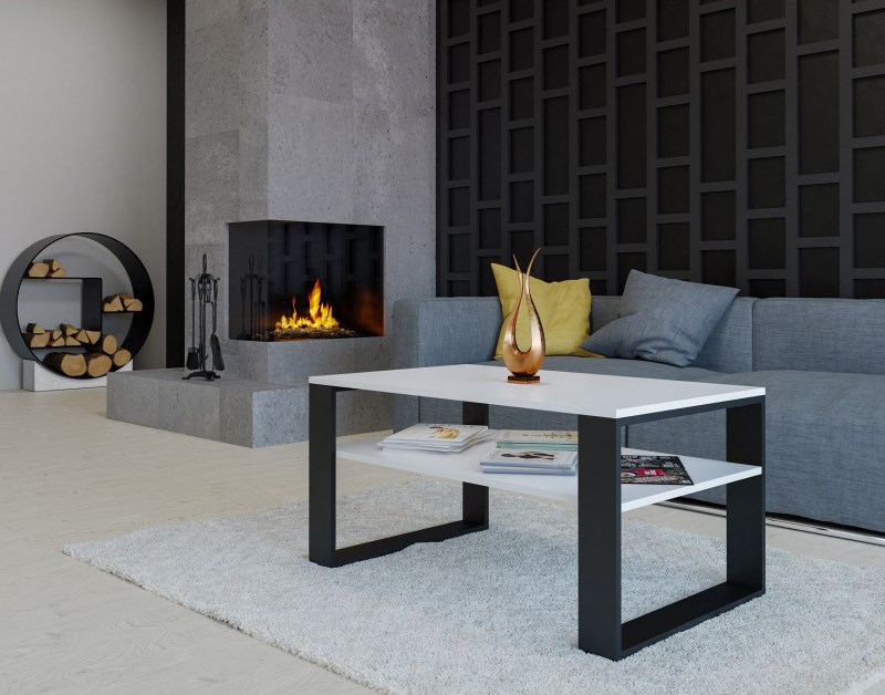 Topeshop MODERN 1P WHITE BLACK coffee/side/end table Coffee table Rectangular shape 2 leg(s) Topeshop MODERN 1P WHITE BLACK coffee/side/end table Coffee table Rectangular shape 2 leg(s)