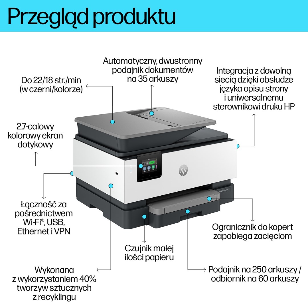 HP OfficeJet Pro 9120b Wireless All-in-One Color Printer, Two-sided printing; Copier, Scanner HP OfficeJet Pro 9120b Wireless All-in-One Color Printer, Two-sided printing; Copier, Scanner