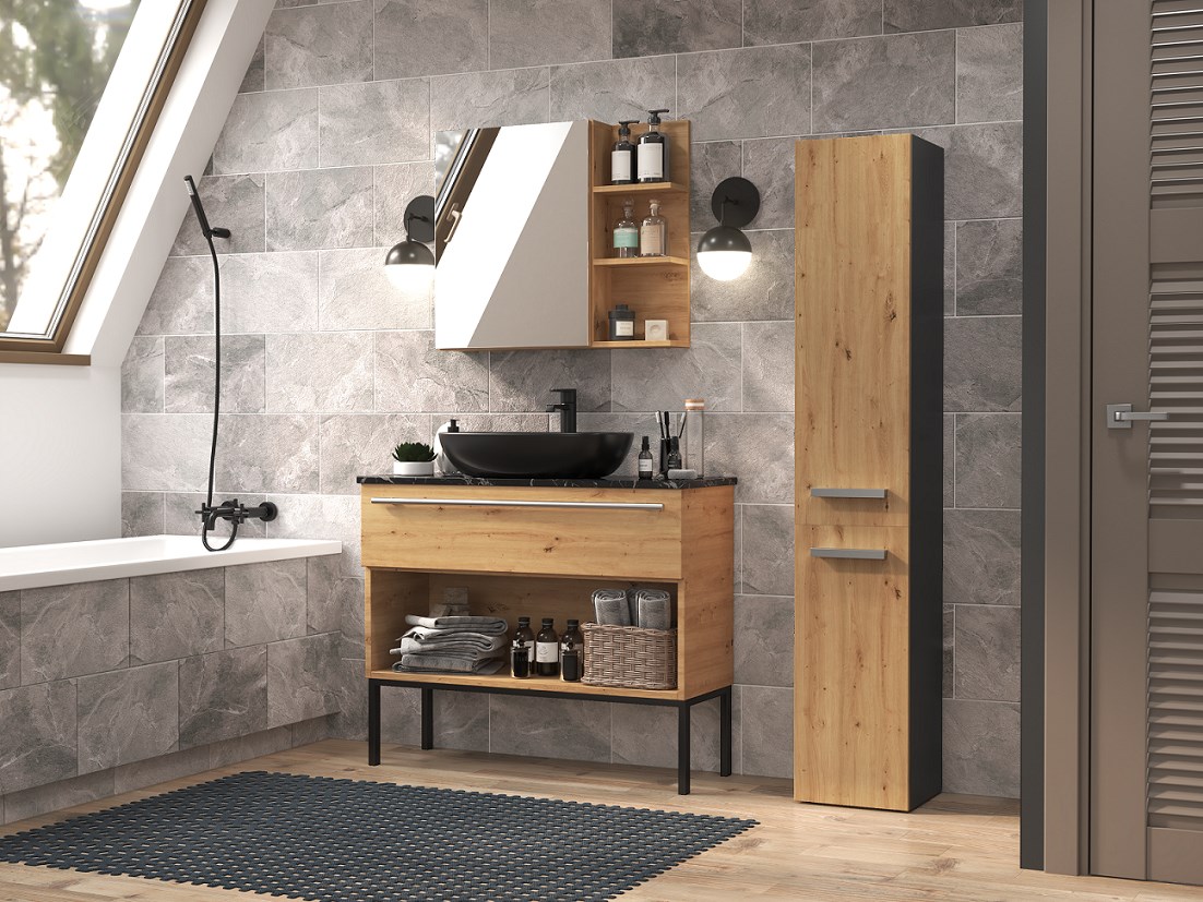 Topeshop NEL II ANT/ART bathroom storage cabinet Graphite, Oak Topeshop NEL II ANT/ART bathroom storage cabinet Graphite, Oak
