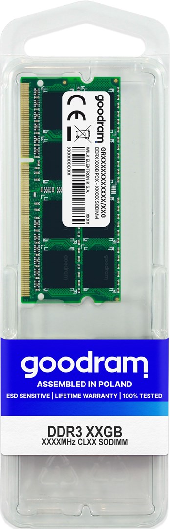 Goodram 8GB DDR3 PC3-12800 SO-DIMM memory module 1600 MHz Goodram 8GB DDR3 PC3-12800 SO-DIMM memory module 1600 MHz