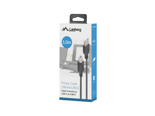 Lanberg CA-USBA-15CU-0010-BK kabel USB 1m 2.0 USB A->USB-B Black Lanberg CA-USBA-15CU-0010-BK kabel USB 1m 2.0 USB A->USB-B Black
