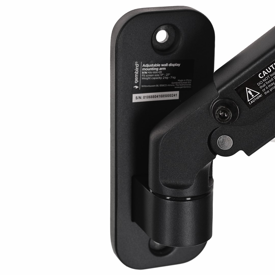 Gembird MA-WA1-01 monitor mount / stand 68.6 cm (27") Black Wall Gembird MA-WA1-01 monitor mount / stand 68.6 cm (27") Black Wall