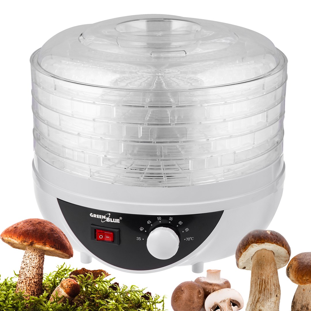 GreenBlue mushroom, vegetable and fruit dryer, 250W power, very quiet, 5 sieves, GB195 GreenBlue mushroom, vegetable and fruit dryer, 250W power, very quiet, 5 sieves, GB195