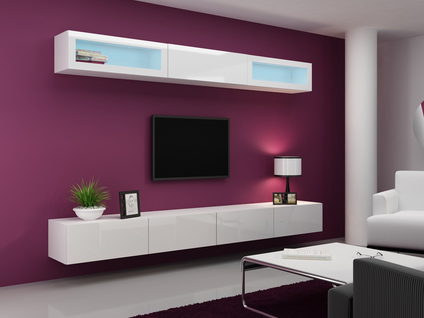 Cama Living room cabinet set VIGO 11 white/white gloss Cama Living room cabinet set VIGO 11 white/white gloss
