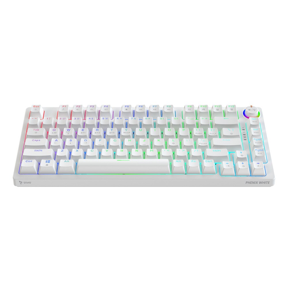 SAVIO PHENIX WHITE Wireless Mechanical Keyboard, Gateron Red Pro, ABS SAVIO PHENIX WHITE Wireless Mechanical Keyboard, Gateron Red Pro, ABS