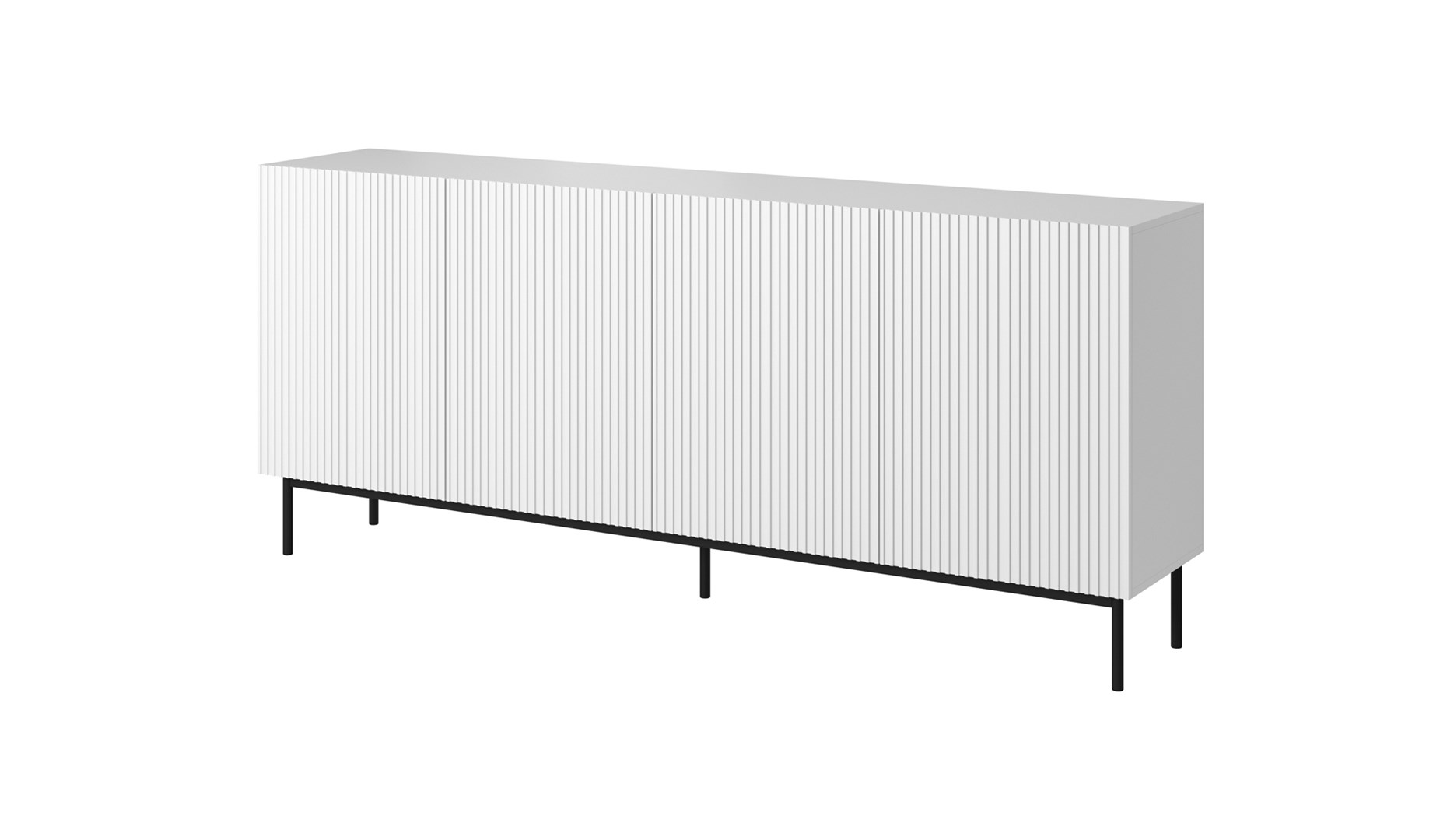 PAFOS chest of drawers on a black steel frame 200x40x102 cm white matt PAFOS chest of drawers on a black steel frame 200x40x102 cm white matt