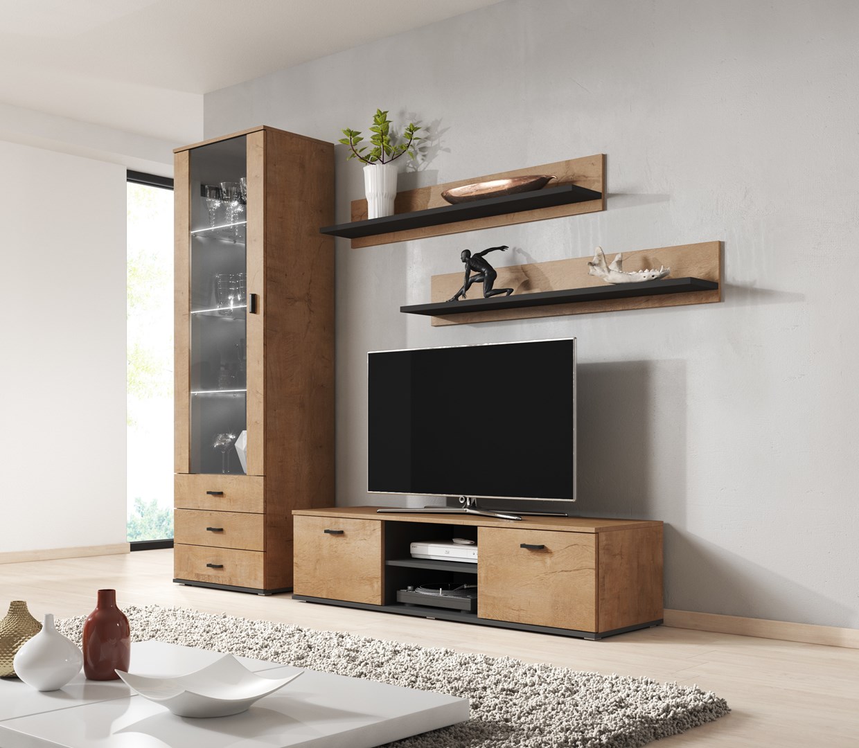 Cama TV stand SOHO 140 lefkas oak/black Cama TV stand SOHO 140 lefkas oak/black