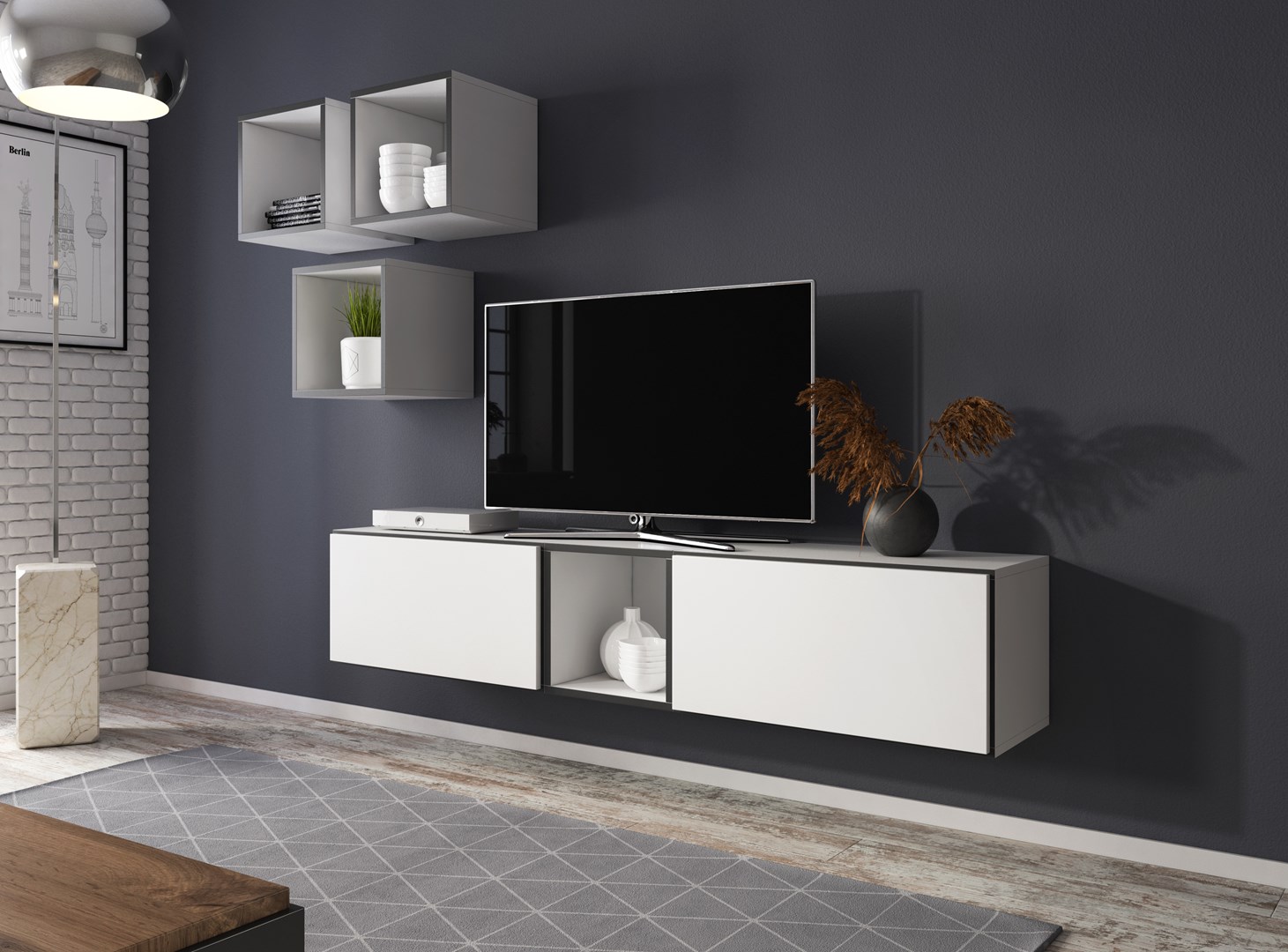 Cama living room furniture set ROCO 8 (2xRO3 + 4xRO6) white/black/white Cama living room furniture set ROCO 8 (2xRO3 + 4xRO6) white/black/white