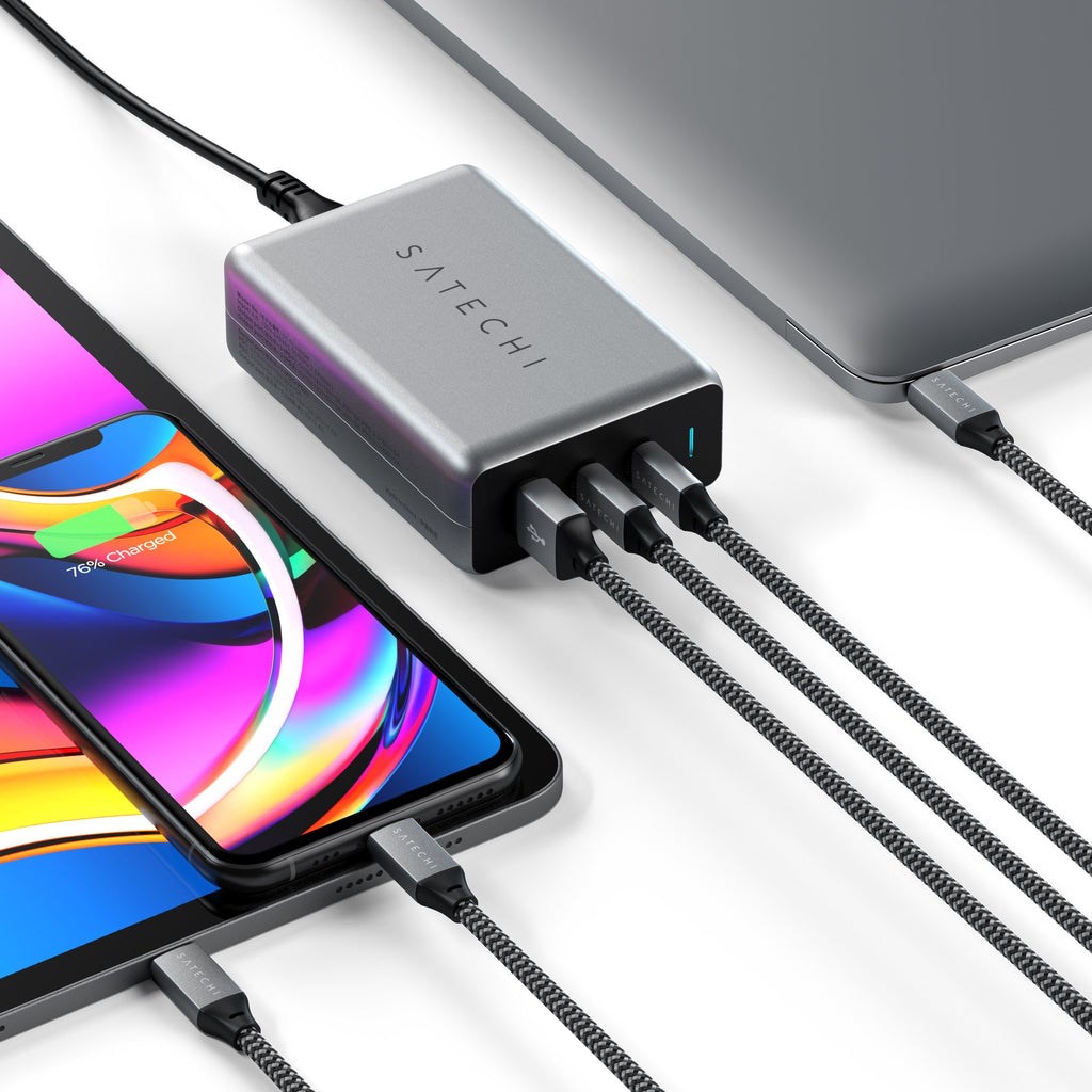 Satechi USB-C PD GaN Charger 100W, 2x USB-C, 1x US Satechi USB-C PD GaN Charger 100W, 2x USB-C, 1x US
