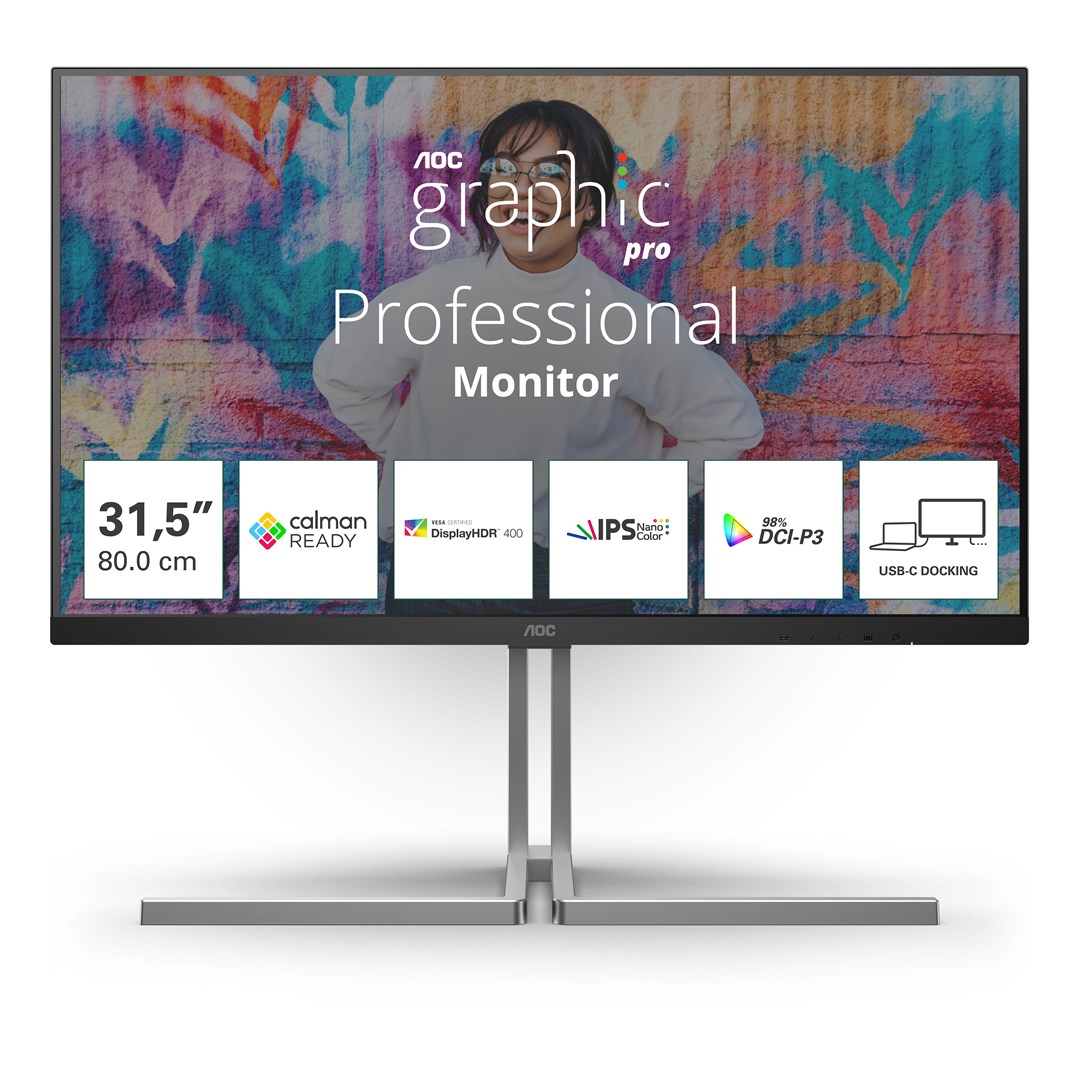 AOC U3 U32U3CV computer monitor 80 cm (31.5") 3840 x 2160 pixels 4K Ultra HD LCD Black AOC U3 U32U3CV computer monitor 80 cm (31.5") 3840 x 2160 pixels 4K Ultra HD LCD Black