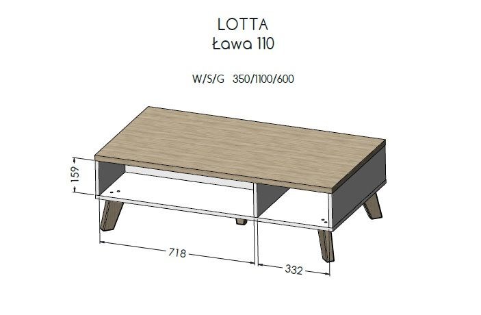 Cama LOTTA 110 coffee table wotan oak/mat black Cama LOTTA 110 coffee table wotan oak/mat black