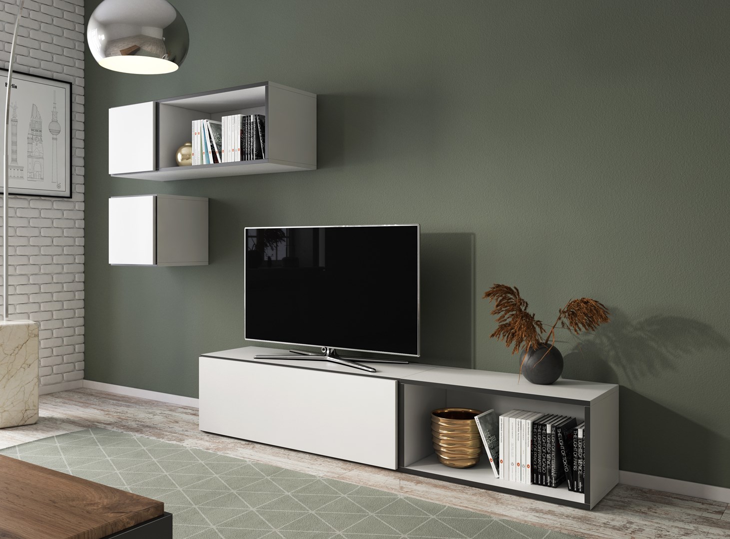 Cama living room furniture set ROCO 5 (RO1+2xRO4+2xRO5) white/black/white Cama living room furniture set ROCO 5 (RO1+2xRO4+2xRO5) white/black/white