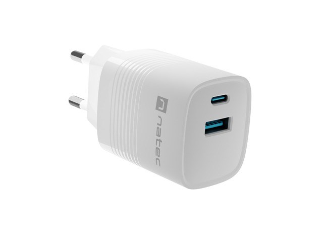 NATEC RIBERA GAN CHARGER 1X USB-A + 1X USB-C 30W WHITE NATEC RIBERA GAN CHARGER 1X USB-A + 1X USB-C 30W WHITE