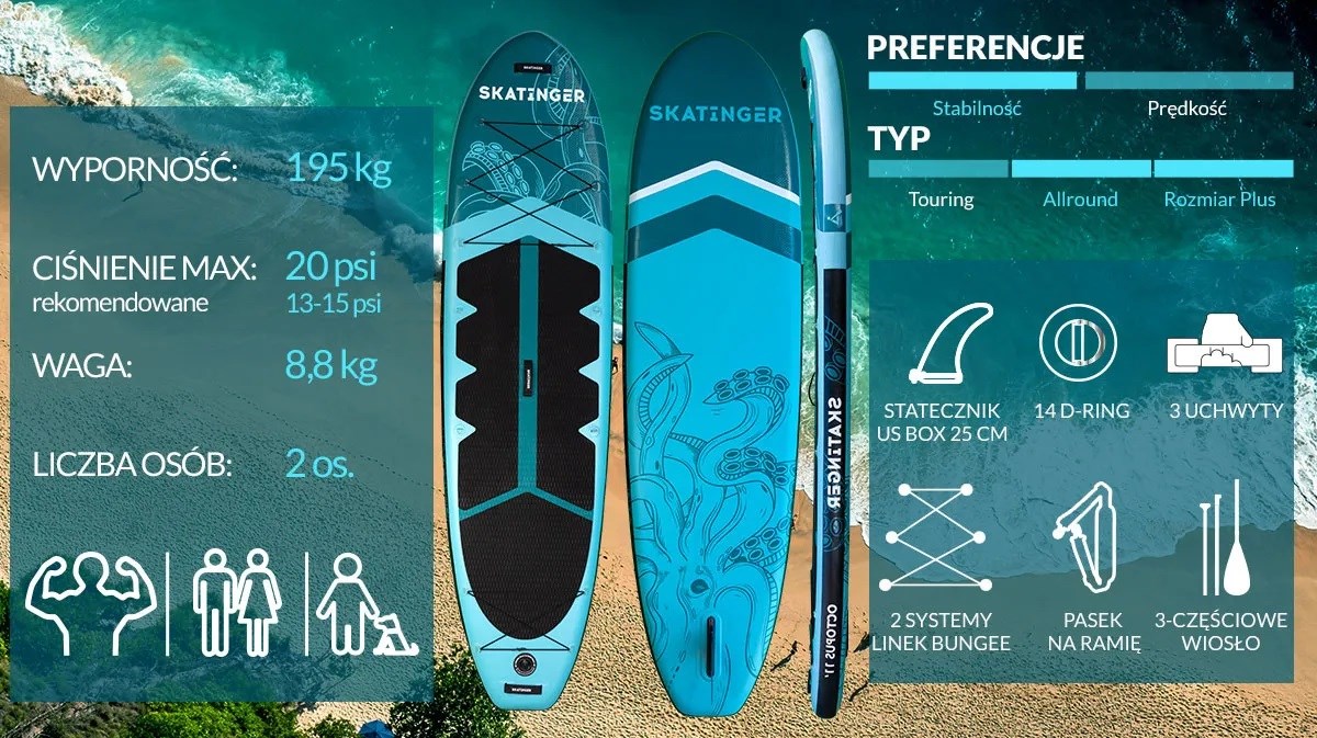 Deska SUP SKATINGER Octopus 335x86x15 cm Allround Deska SUP SKATINGER Octopus 335x86x15 cm Allround