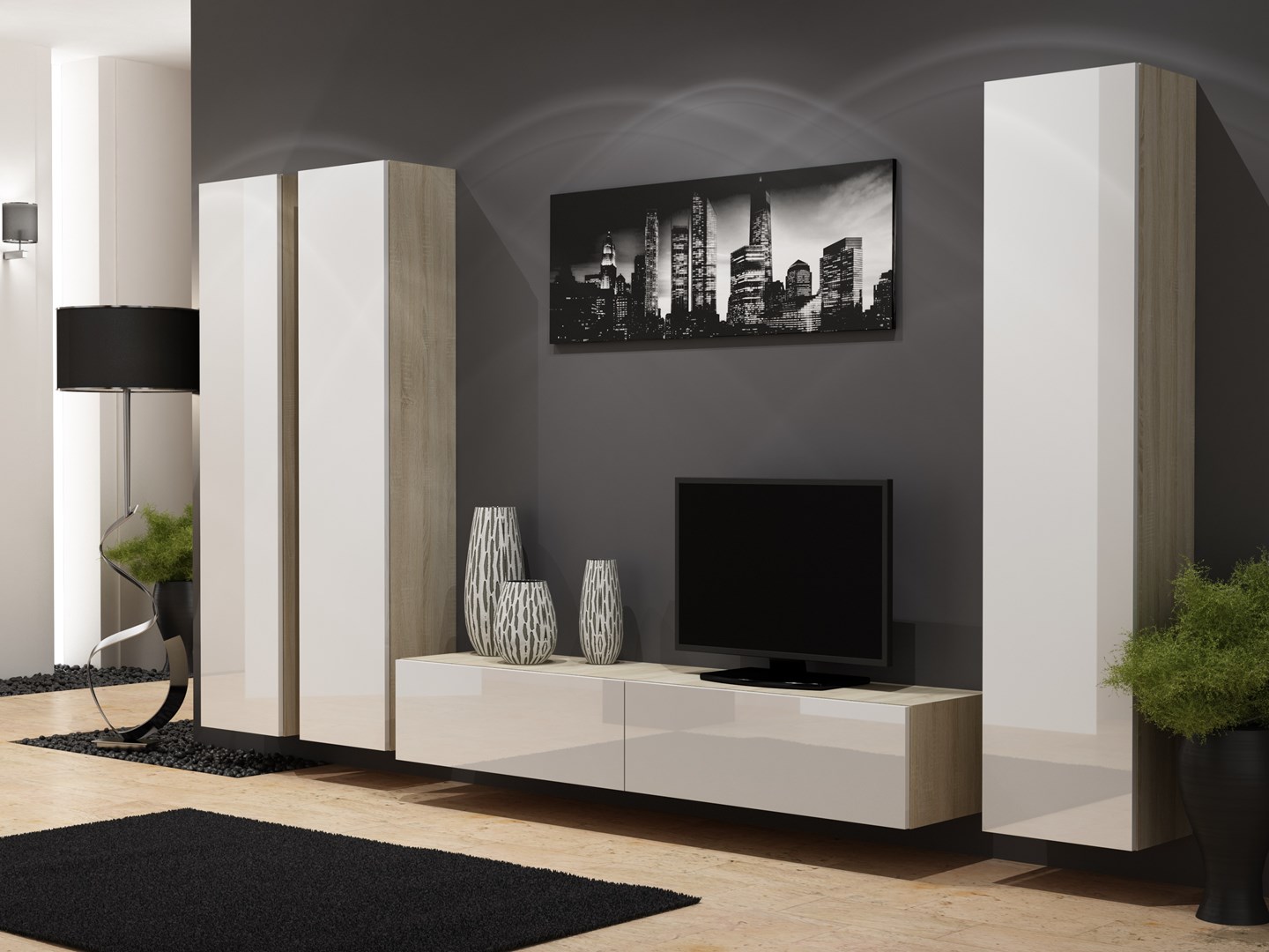 Cama Full cabinet VIGO '180' 180/40/30 sonoma/white gloss Cama Full cabinet VIGO '180' 180/40/30 sonoma/white gloss