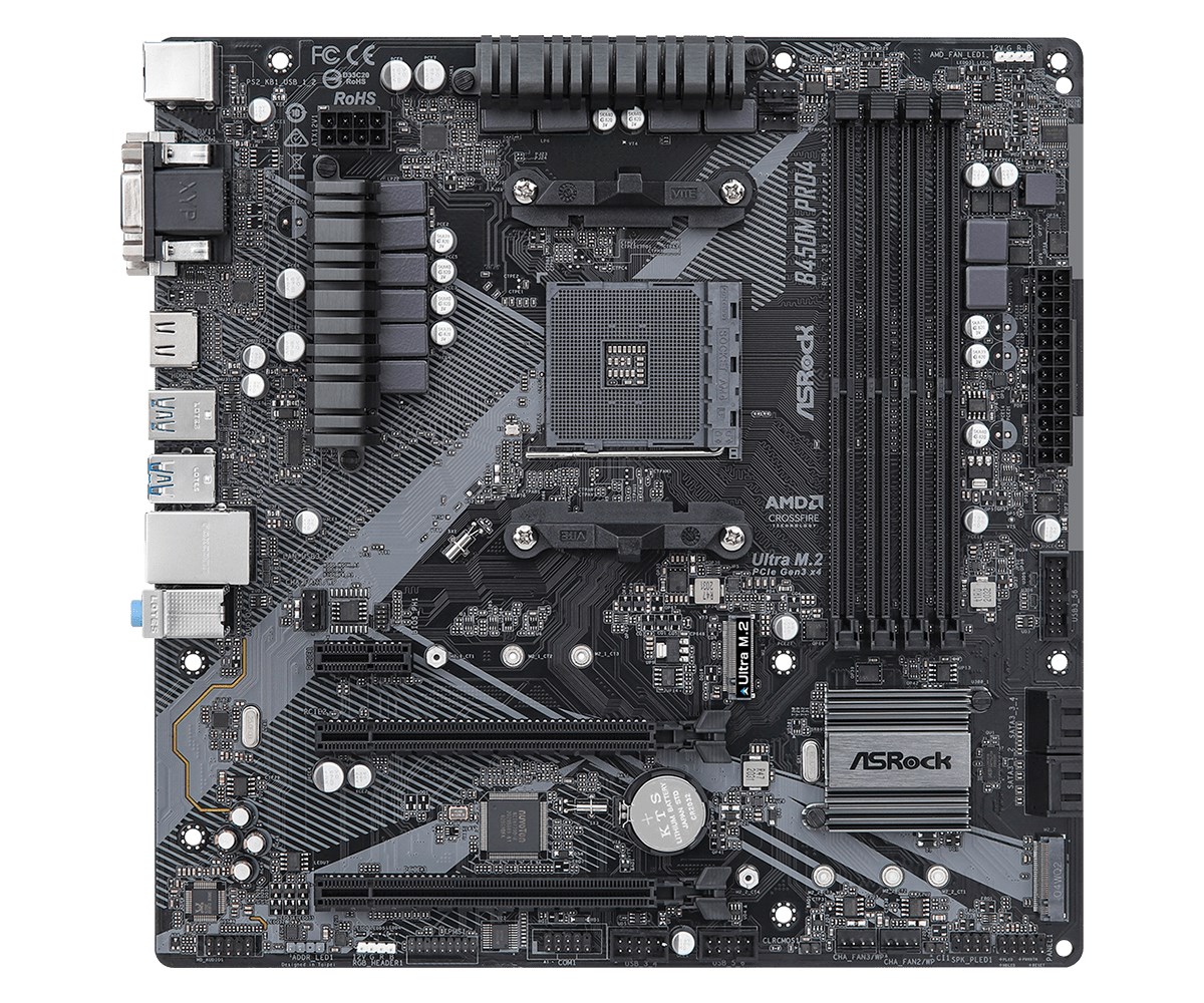 Asrock B450M Pro4 R2.0 AMD B450 Socket AM4 micro ATX Asrock B450M Pro4 R2.0 AMD B450 Socket AM4 micro ATX