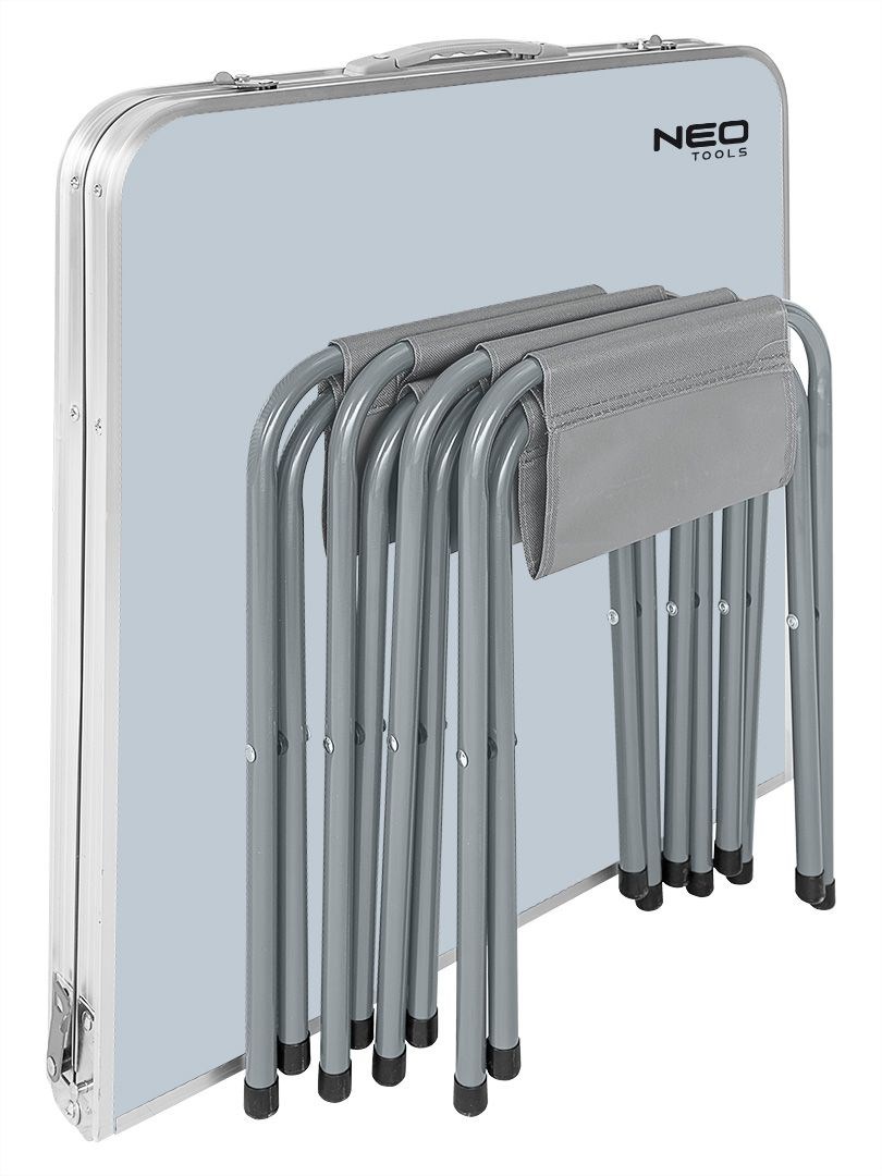 Camping set: table & 4 chairs, foldable in case Camping set: table & 4 chairs, foldable in case