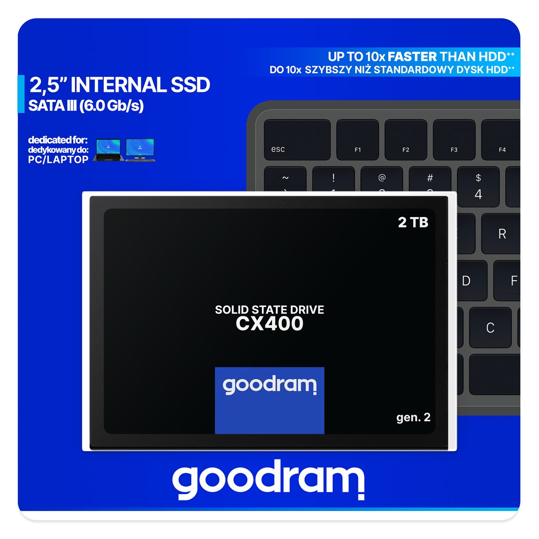 Goodram CX400 SSDPR-CX400-02T-G2 2 TB 2.5" Serial ATA III 3D NAND Goodram CX400 SSDPR-CX400-02T-G2 2 TB 2.5" Serial ATA III 3D NAND
