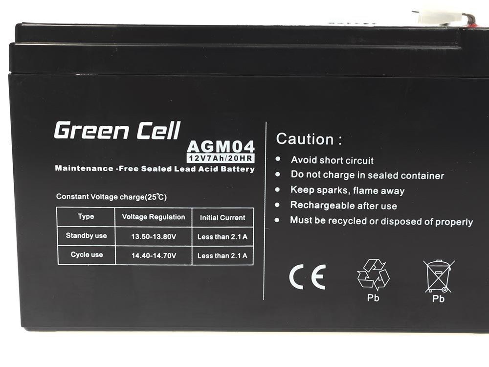 Green Cell AGM04 UPS battery Sealed Lead Acid (VRLA) 12 V 7 Ah Green Cell AGM04 UPS battery Sealed Lead Acid (VRLA) 12 V 7 Ah
