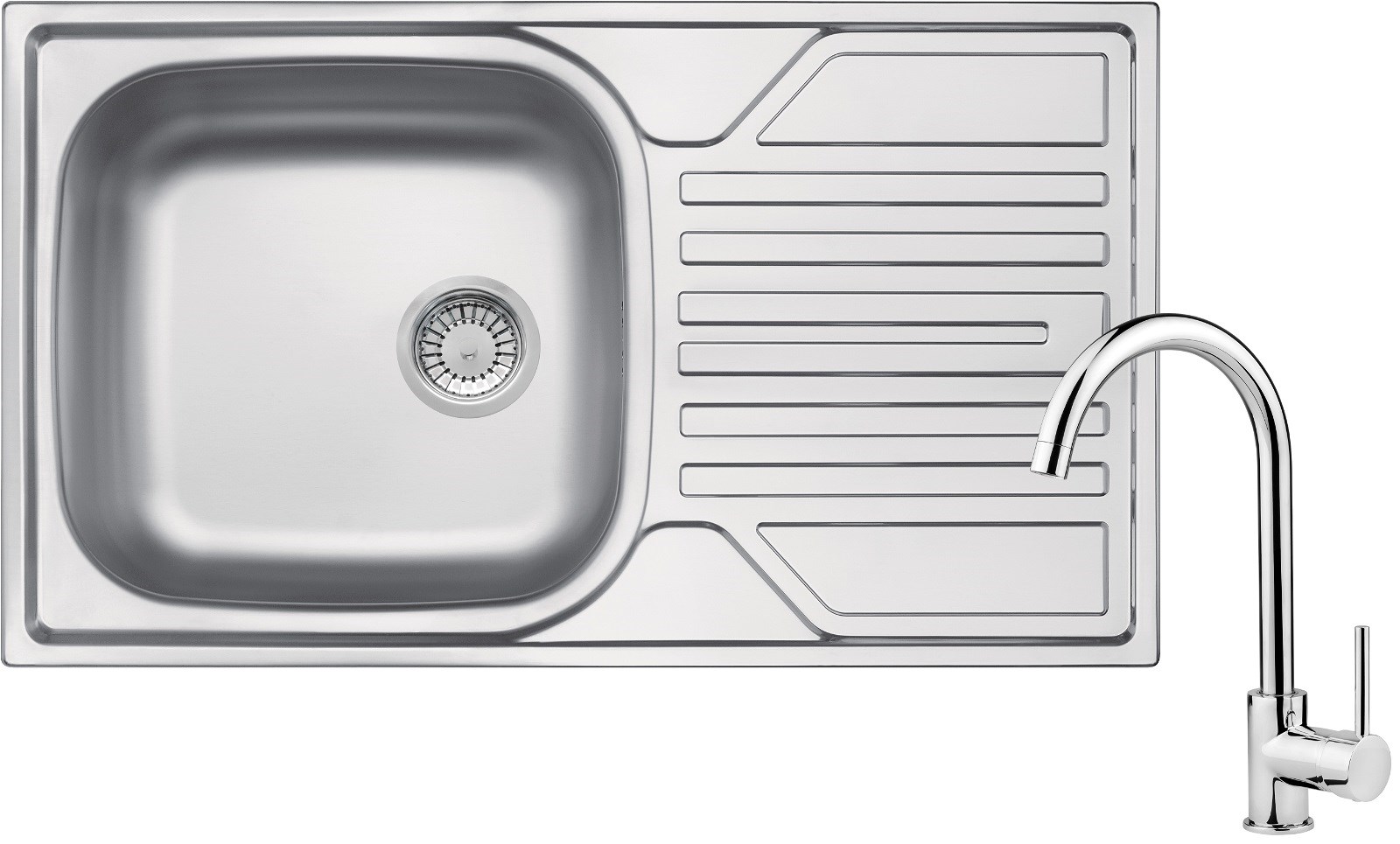 Steel sink with 1-bowl faucet with drainer Steel sink with 1-bowl faucet with drainer