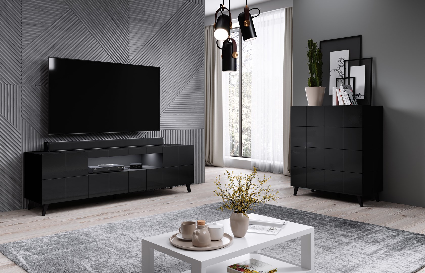 Cama TV stand REJA black gloss/black gloss Cama TV stand REJA black gloss/black gloss