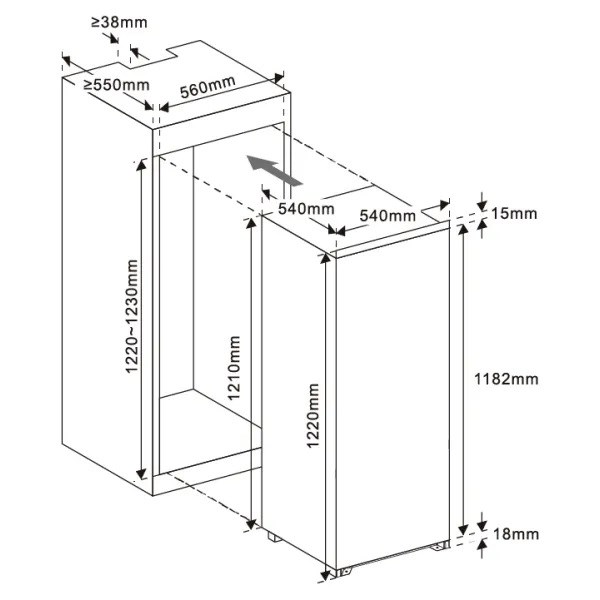 MPM MPM-185-CJI-18 combi-fridge Built-in 181 L E White MPM MPM-185-CJI-18 combi-fridge Built-in 181 L E White