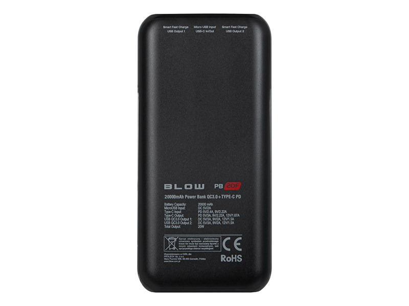 Power Bank 20000mAh QC+PD 20W + lightning PB20E Power Bank 20000mAh QC+PD 20W + lightning PB20E