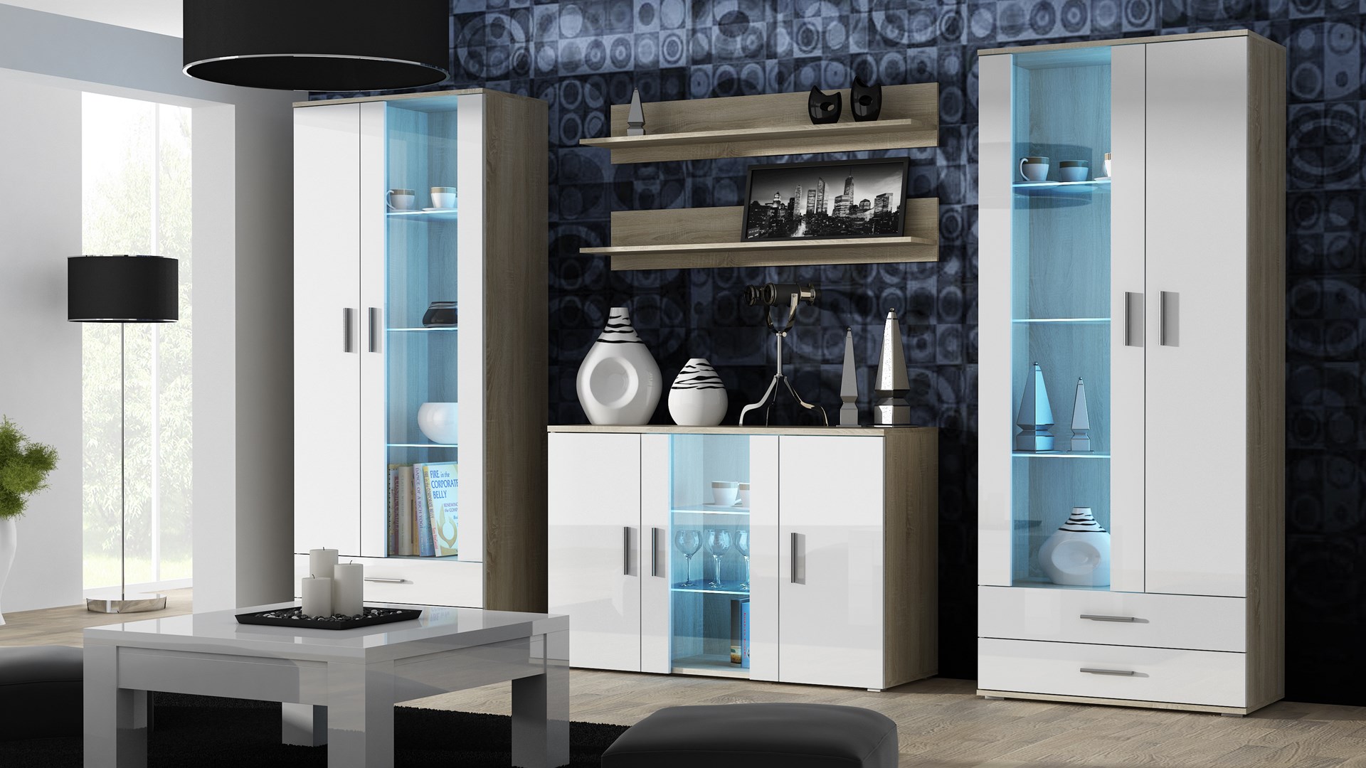 Cama sideboard 120 cm SOHO S7 sonoma oak/white gloss Cama sideboard 120 cm SOHO S7 sonoma oak/white gloss