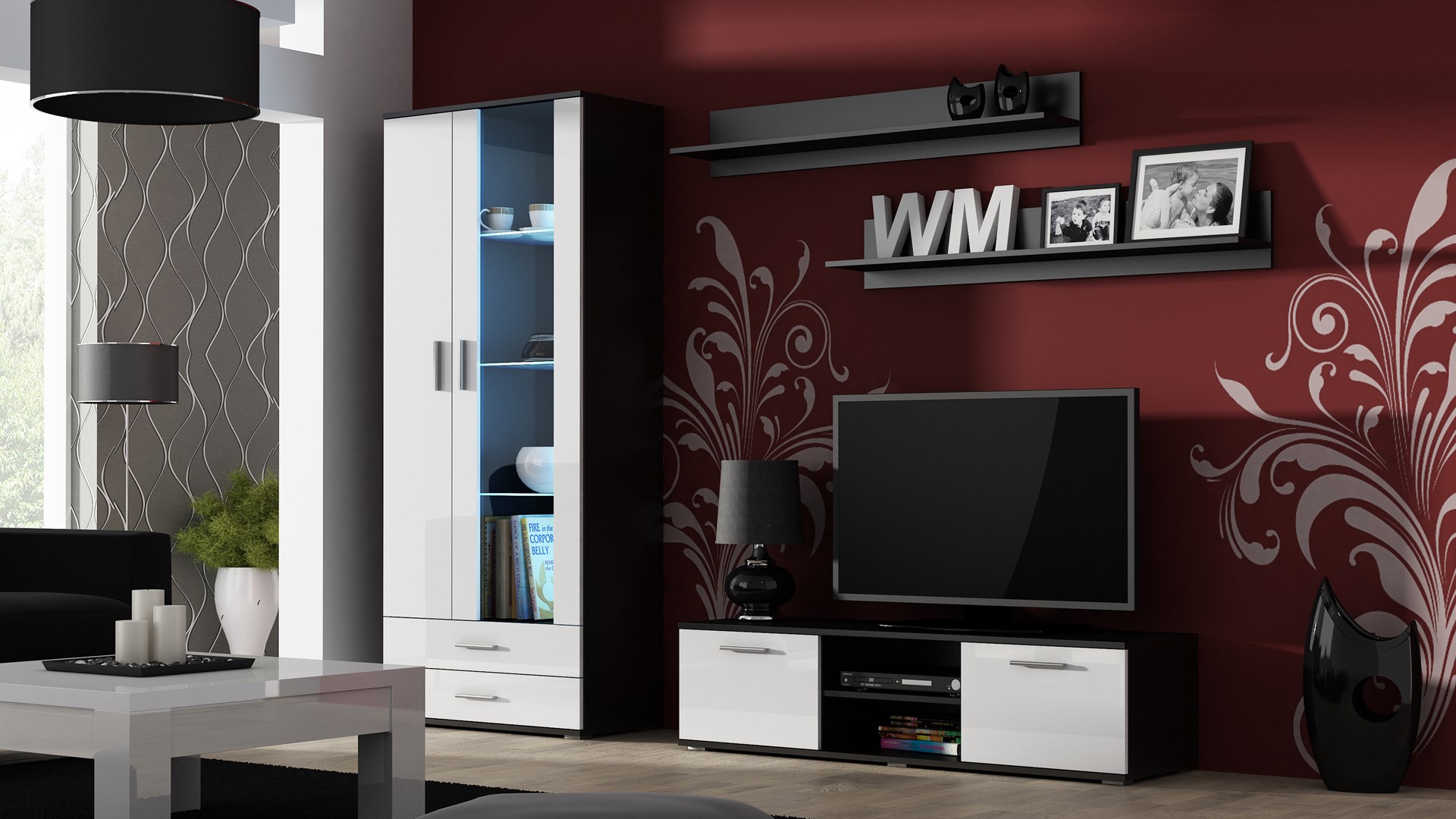 Cama TV stand SOHO 140 black/white gloss Cama TV stand SOHO 140 black/white gloss