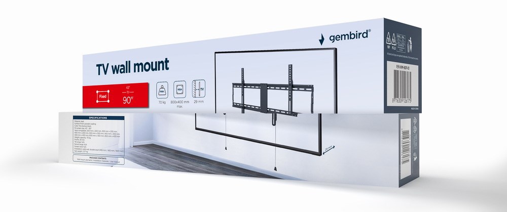 Gembird WM-90F-01 TV mount/stand 2.29 m (90") Black Gembird WM-90F-01 TV mount/stand 2.29 m (90") Black