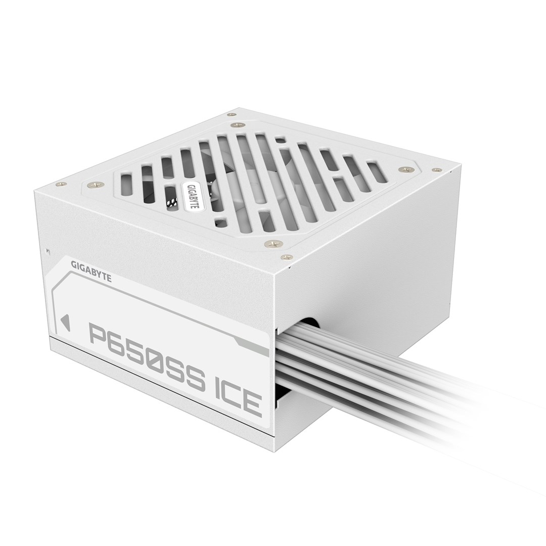 GIGABYTE P650SS ICE Power Supply - PCIe 5.0, 80 PLUS Silver, Fully Modular Design, 120mm Fan, ATX 3.0 compatible, EU Plug GIGABYTE P650SS ICE Power Supply - PCIe 5.0, 80 PLUS Silver, Fully Modular Design, 120mm Fan, ATX 3.0 compatible, EU Plug