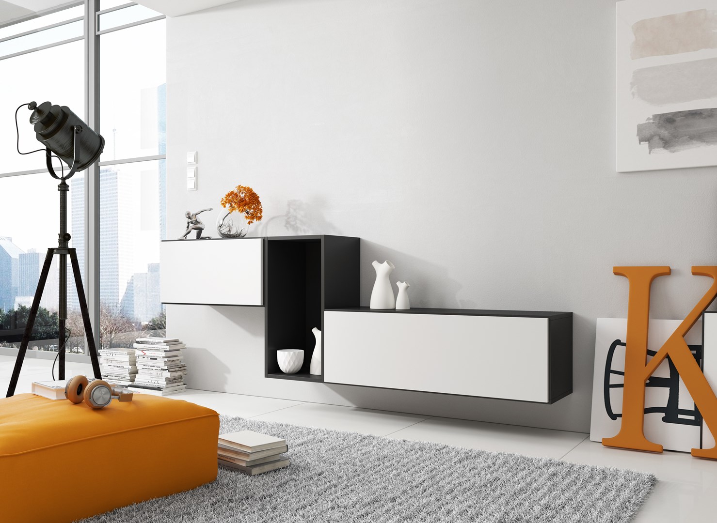 Cama living room furniture set ROCO 11 (RO1+RO3+RO4) black/black/white Cama living room furniture set ROCO 11 (RO1+RO3+RO4) black/black/white