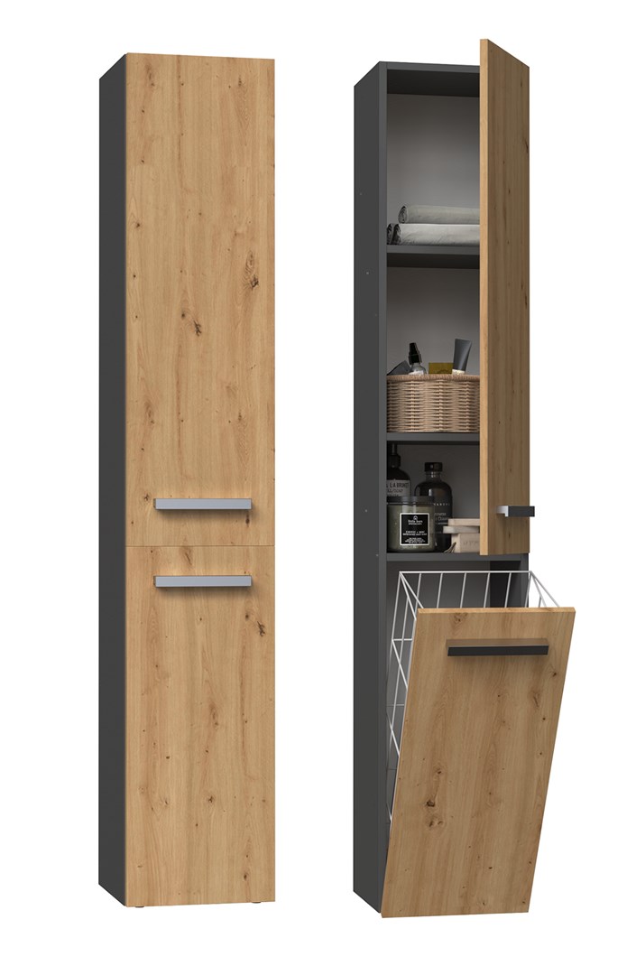 Topeshop NEL IV ANT/ART bathroom storage cabinet Graphite, Oak Topeshop NEL IV ANT/ART bathroom storage cabinet Graphite, Oak