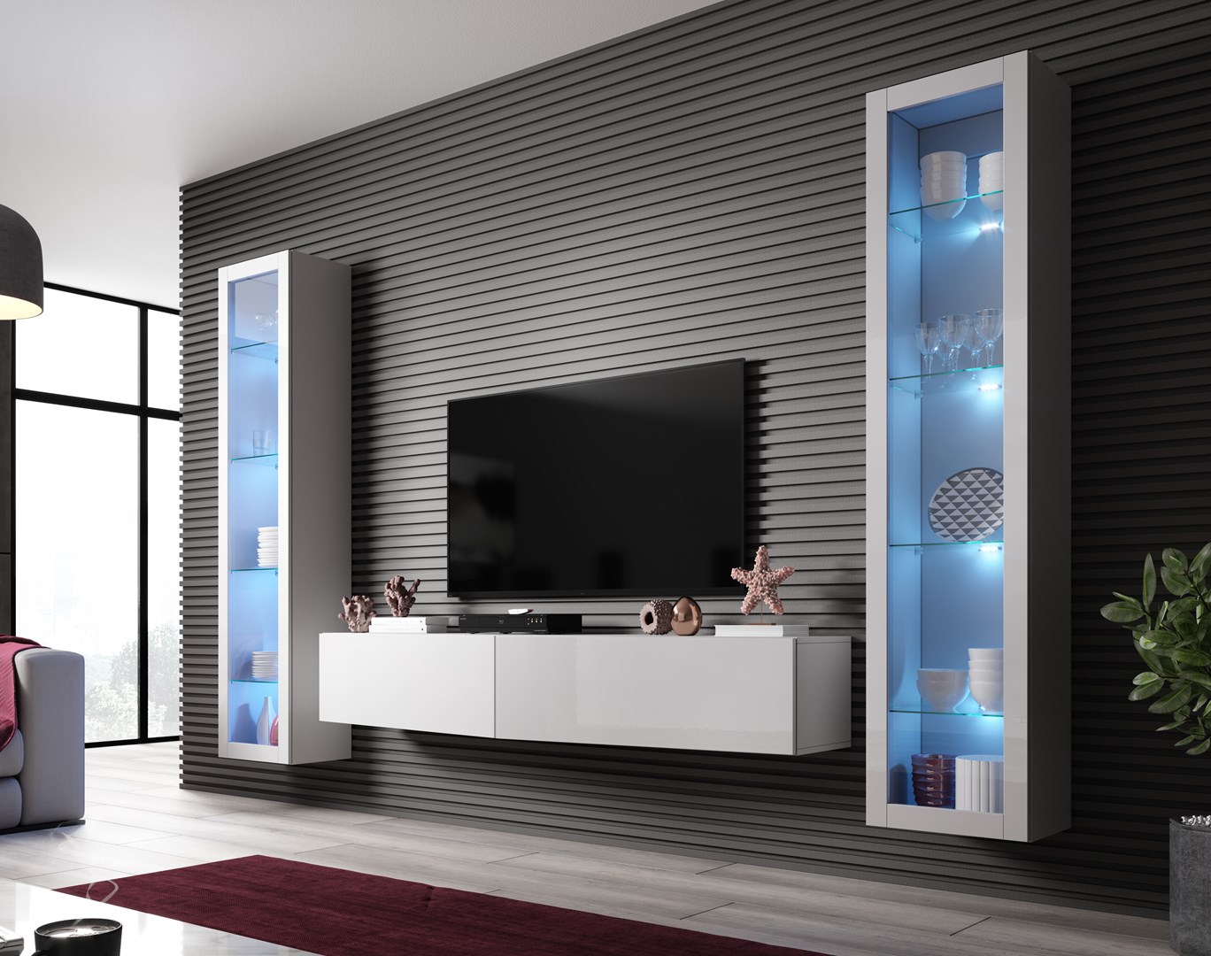 Cama Living room cabinet set VIGO SLANT 6 white/white gloss Cama Living room cabinet set VIGO SLANT 6 white/white gloss