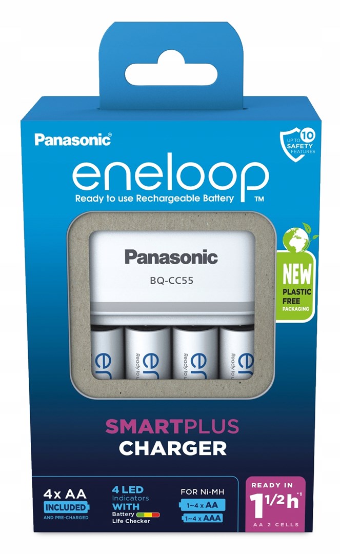 Battery charger PANASONIC Eneloop Smartplus BQ-CC55 + 4x AA 2000 mAh (K-KJ55MCD40E) Battery charger PANASONIC Eneloop Smartplus BQ-CC55 + 4x AA 2000 mAh (K-KJ55MCD40E)