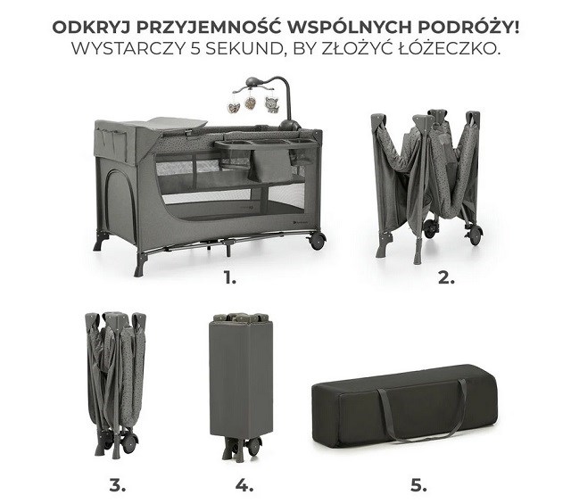 KinderKraft travel cot JOY 2 DARK GREY KinderKraft travel cot JOY 2 DARK GREY