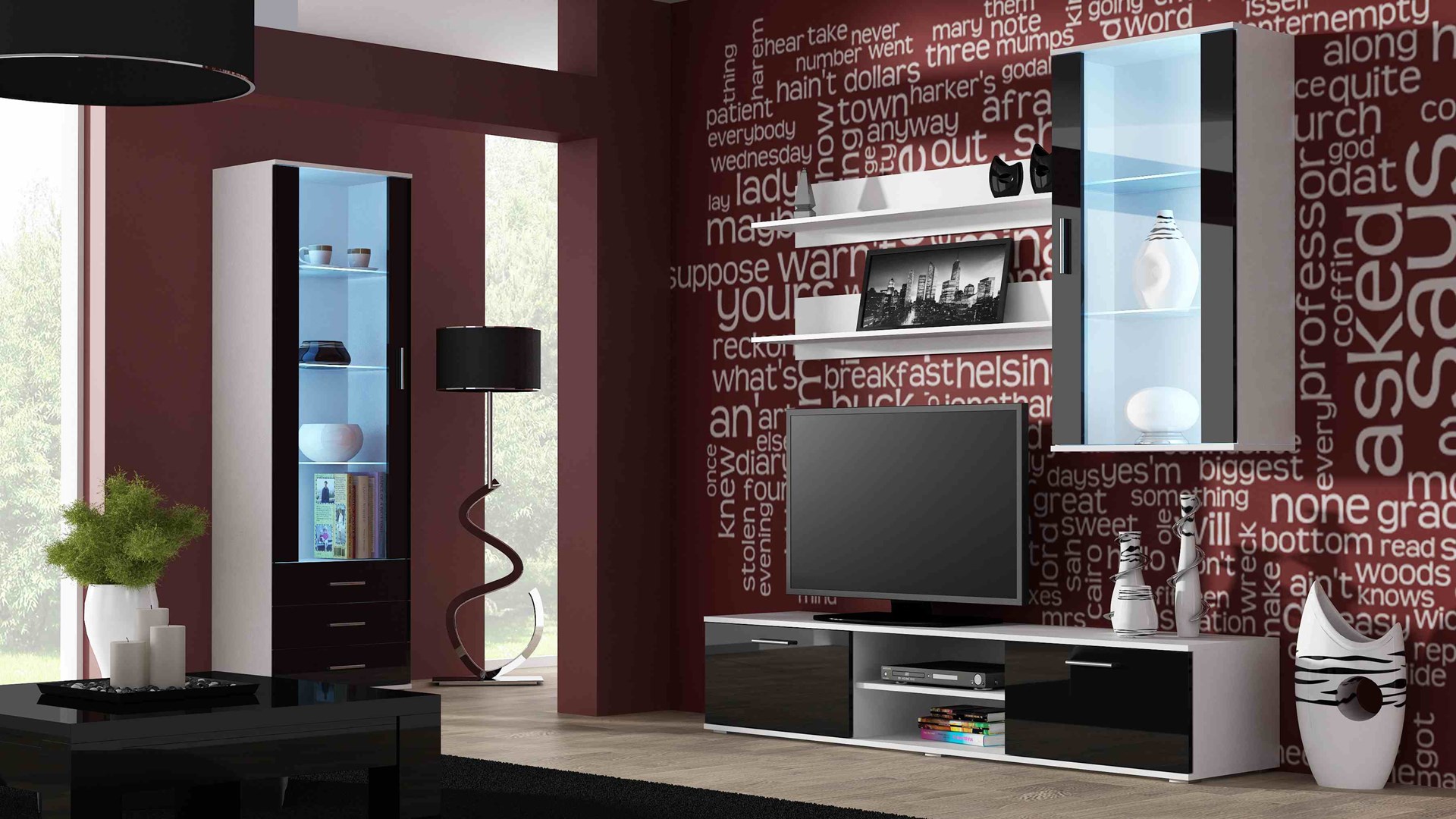 Cama TV stand SOHO 180 white/black gloss Cama TV stand SOHO 180 white/black gloss