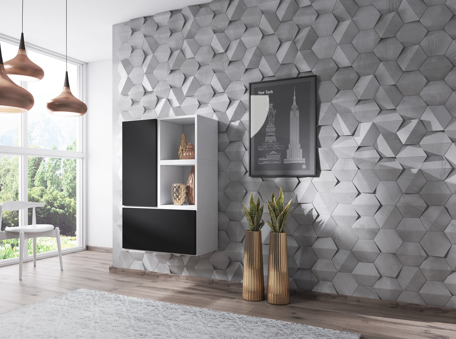 Cama living room furniture set ROCO 17 (2xRO3 + 2xRO6) white/white/black Cama living room furniture set ROCO 17 (2xRO3 + 2xRO6) white/white/black