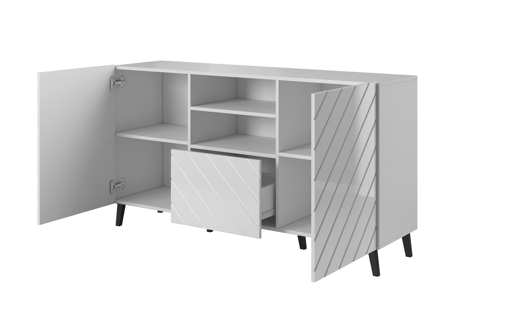 ABETO chest of drawers 150x42x82 white glossy ABETO chest of drawers 150x42x82 white glossy