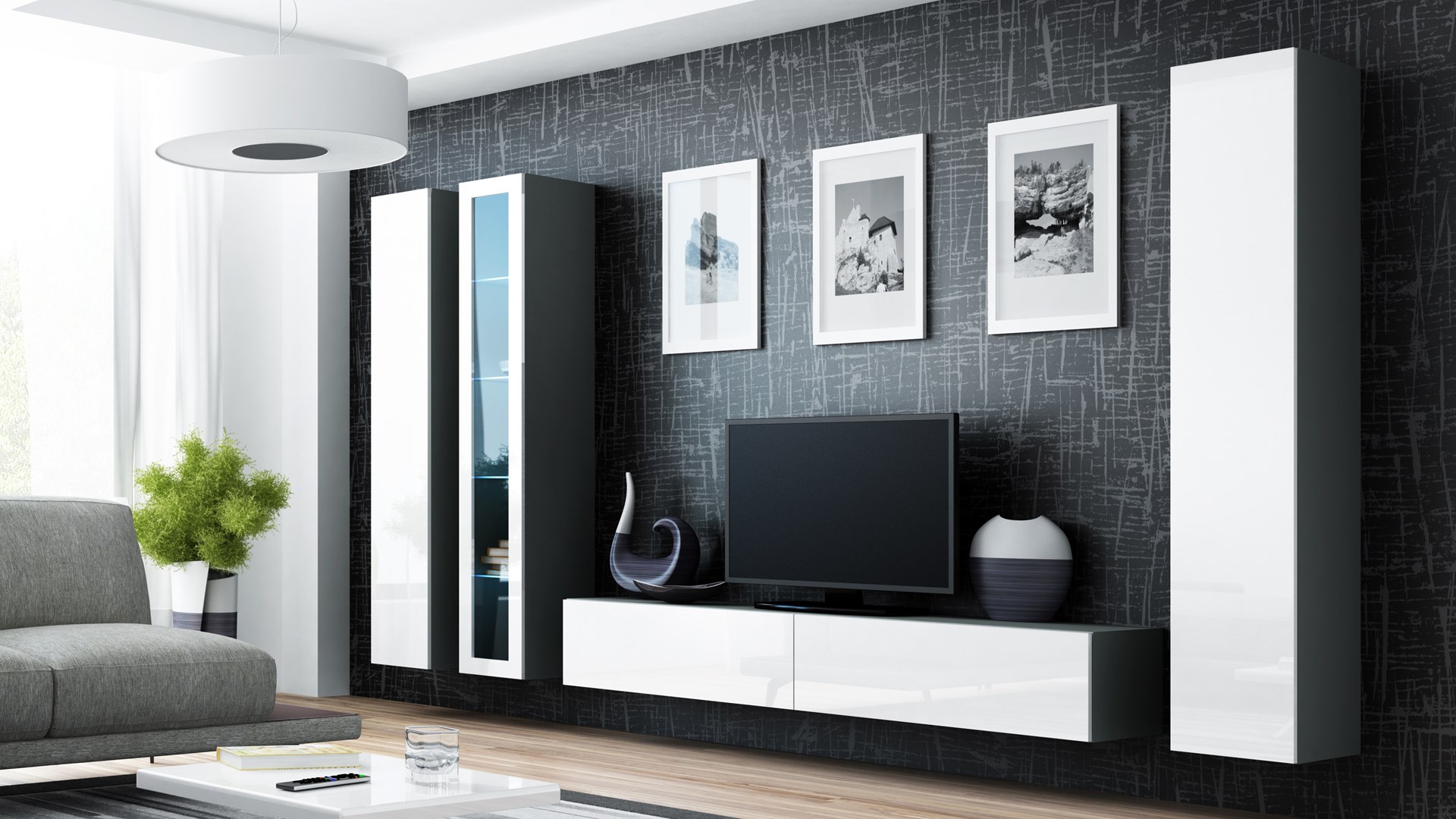 Cama TV Stand VIGO '180' 30/180/40 grey/white gloss Cama TV Stand VIGO '180' 30/180/40 grey/white gloss