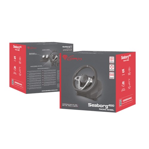 GENESIS Seaborg 400 Black, Silver USB Steering wheel + Pedals Nintendo Switch, PC, PlayStation 4, Playstation 3, Xbox 360, Xbox One, Xbox One S, Xbox One X GENESIS Seaborg 400 Black, Silver USB Steering wheel + Pedals Nintendo Switch, PC, PlayStation 4, Playstation 3, Xbox 360, Xbox One, Xbox One S, Xbox One X