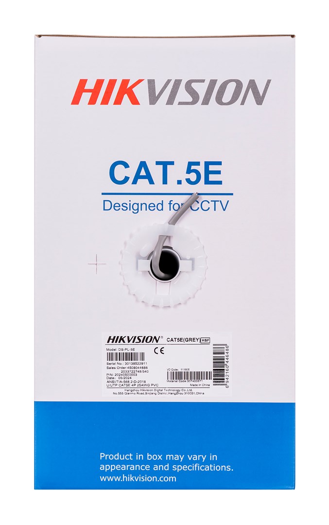 Hikvision DS-PL-5E networking cable Grey 305 m Cat5e U/UTP (UTP) Hikvision DS-PL-5E networking cable Grey 305 m Cat5e U/UTP (UTP)