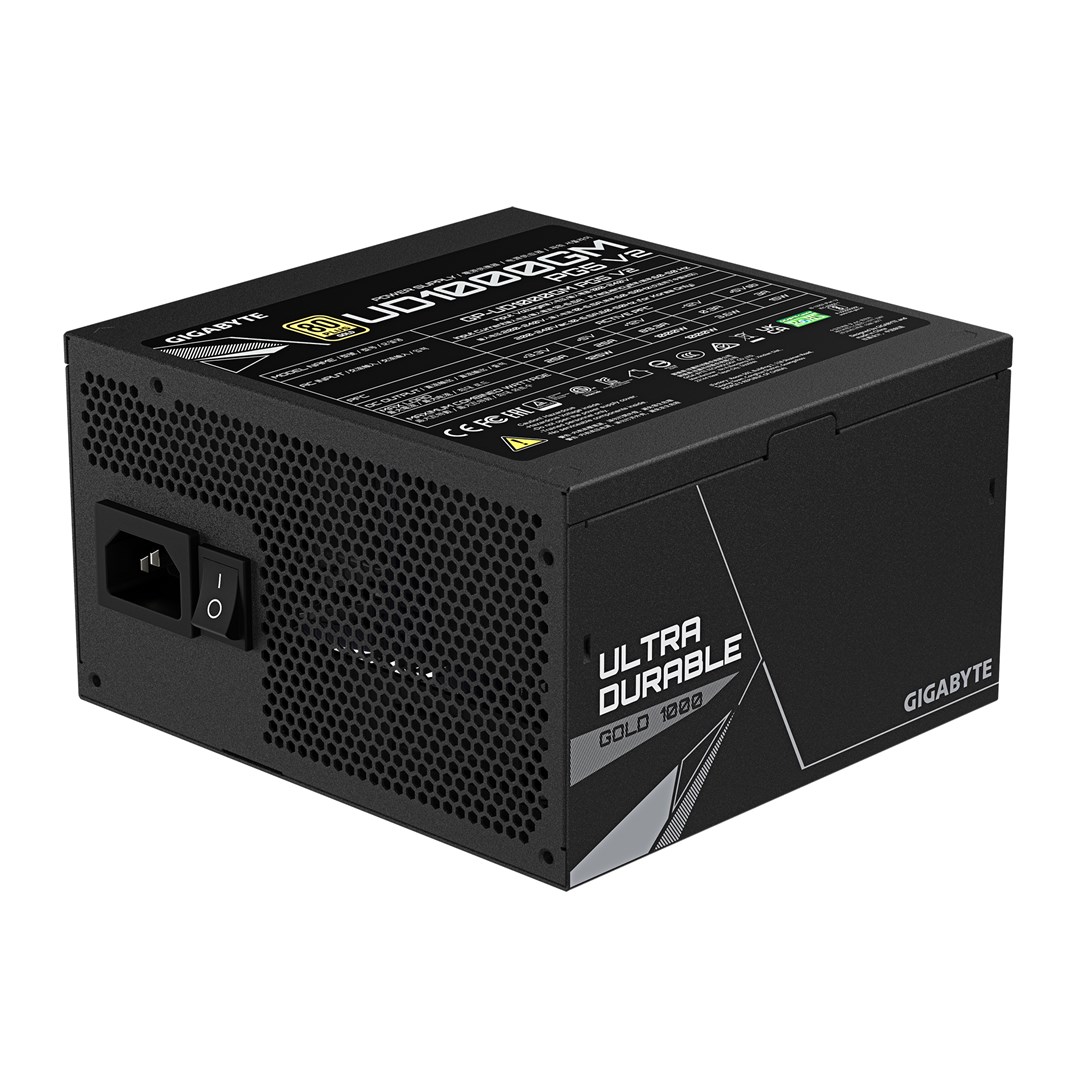 GIGABYTE UD1000GM PG5 V2 Power Supply Unit- PCIe Gen 5.1, 80 PLUS Gold, Fully Modular Design, 120mm Fan, ATX 3.1 compatible, EU Plug GIGABYTE UD1000GM PG5 V2 Power Supply Unit- PCIe Gen 5.1, 80 PLUS Gold, Fully Modular Design, 120mm Fan, ATX 3.1 compatible, EU Plug