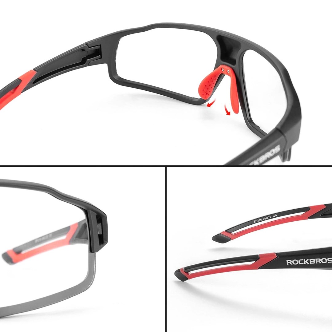 Rockbros SP216BK UV400 photochromic cycling glasses, black and red Rockbros SP216BK UV400 photochromic cycling glasses, black and red