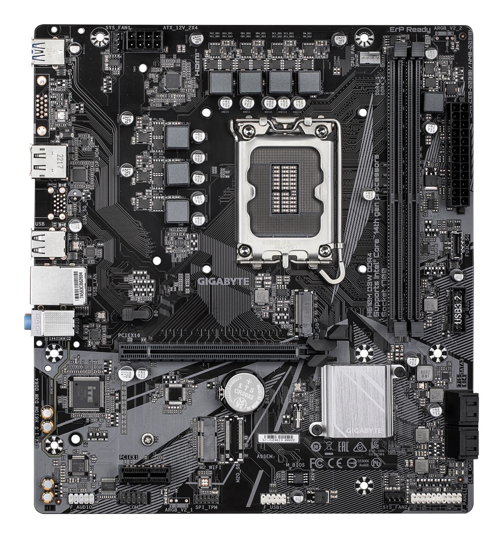 GIGABYTE H610M D3W DDR4 Motherboard - Supports 14th Gen. Intel Core CPUs, 5+1+1 phases VRM, up to 3200MHz DDR4, 1xPCIe 3.0 M.2, 1GbE LAN, USB 3.2 Gen 1 GIGABYTE H610M D3W DDR4 Motherboard - Supports 14th Gen. Intel Core CPUs, 5+1+1 phases VRM, up to 3200MHz DDR4, 1xPCIe 3.0 M.2, 1GbE LAN, USB 3.2 Gen 1