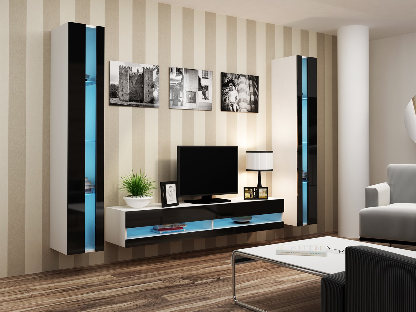 Cama Shelf unit VIGO NEW 180/40/30 white/black gloss Cama Shelf unit VIGO NEW 180/40/30 white/black gloss