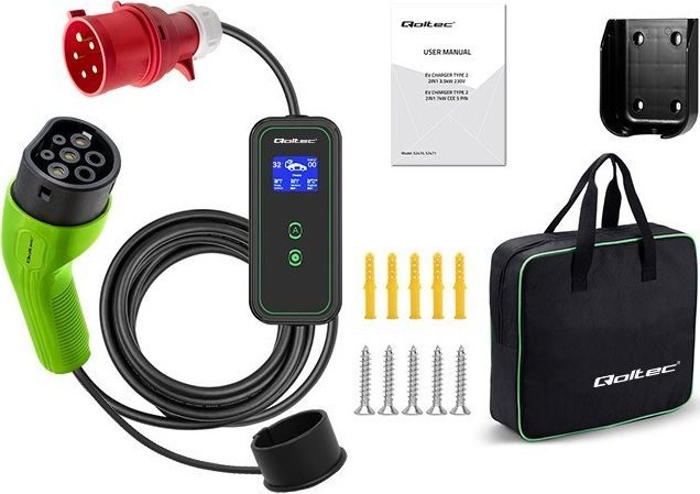 Qoltec Mobile charger for EV cars 2-in-1 Type 2 7kW 230V CEE 3 PIN Qoltec Mobile charger for EV cars 2-in-1 Type 2 7kW 230V CEE 3 PIN